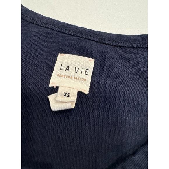 La Vie Rebecca Taylor Ruffled Henley T-Shirt Top - Picture 3 of 8